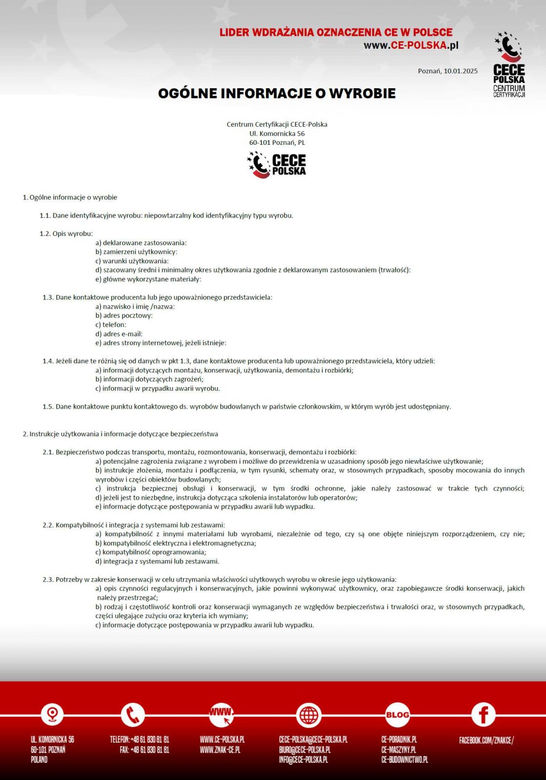 Ogólne informacje o wyrobie - 2024/3110 - nowy CPR - strona 1/2