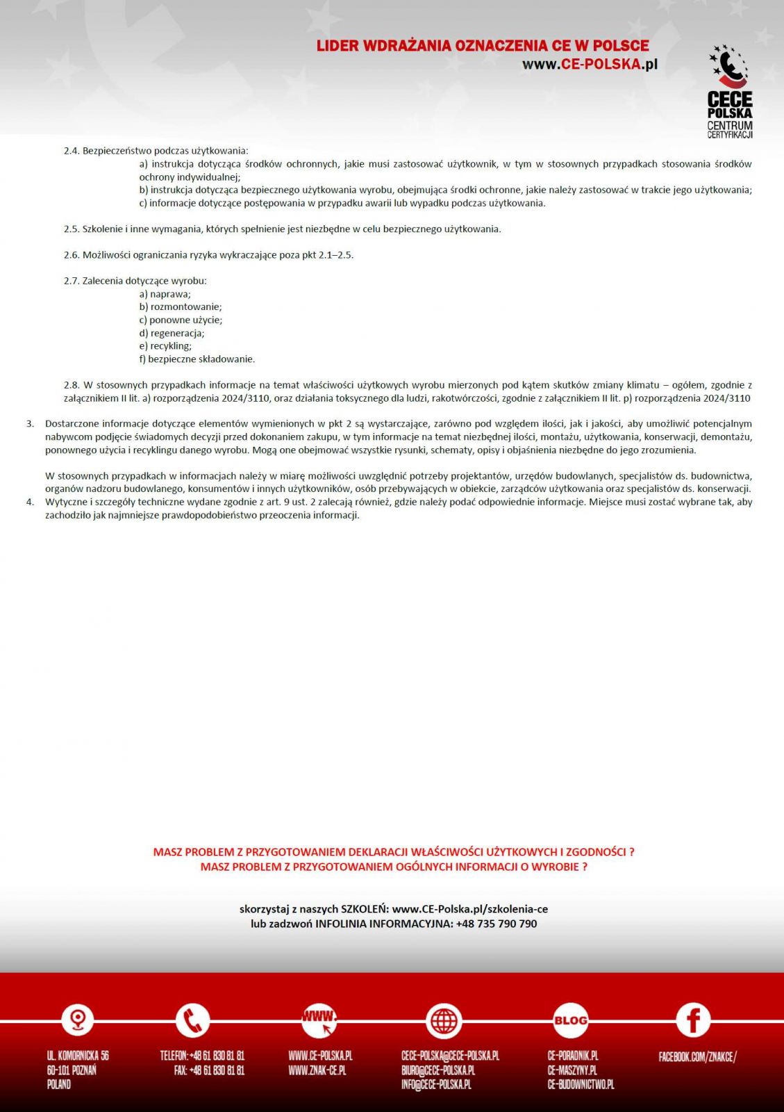 gólne informacje o wyrobie - 2024/3110 - nowy CPR - strona 2/2